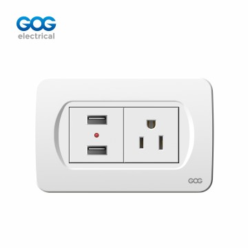 GOG PC WALL SWITCH SOCKET 2 USB socket + 3 PIN SOCKET  D-019  PC