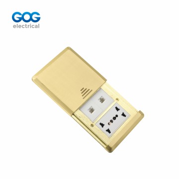 PUSH SLIDE TYPE floor socket T80-E brass / stainless steel