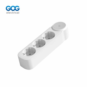 GOG extension socket 3way European standard socket with master switch DES-113 fire-retardant PP