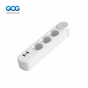 GOG extension socket 3way European standard socket + USB/C with master switch DES-113U24 fire-retardant PP