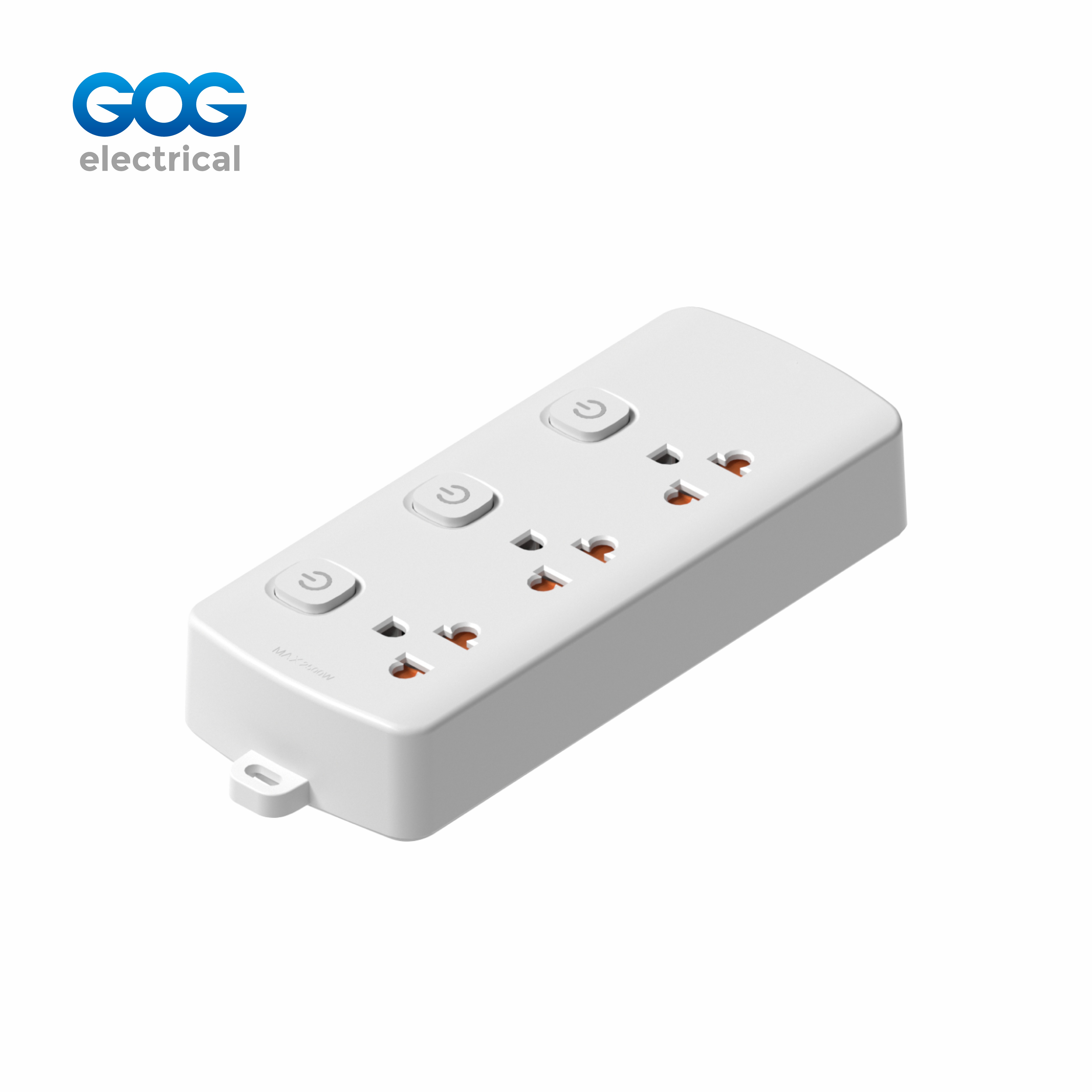 GOG extension socket 3way Thai standard socket with individual switch TAS-403 fire-retardant PP