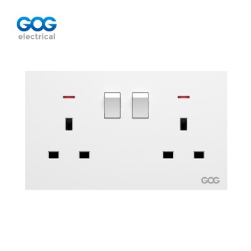 R10 Ultra-thin skin feel GOG PC wall switched socket 13A 2 gang wit...