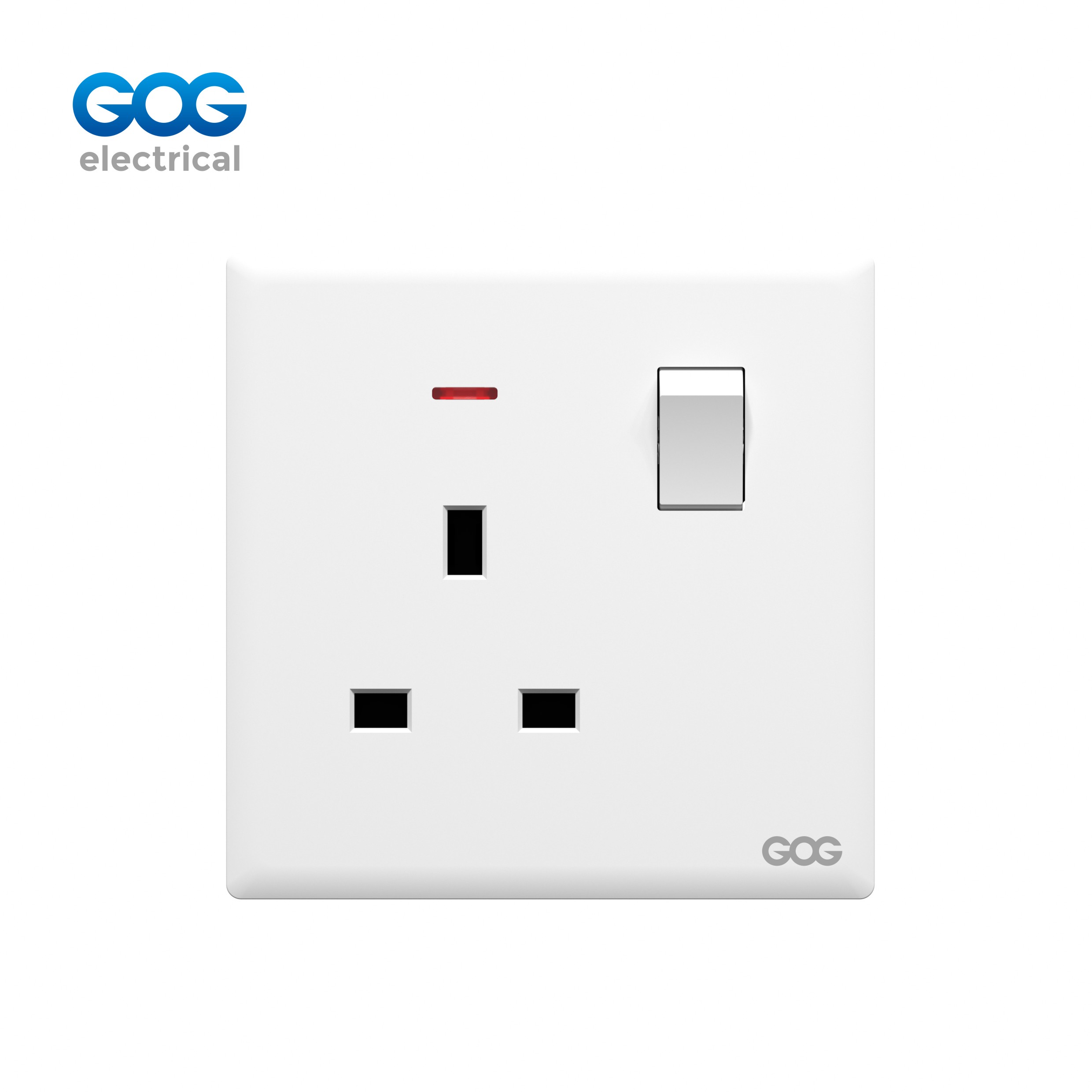 R12 Ultra-thin skin feel GOG PC wall switched socket 13A 1 gang with neon R12407 Imported high-transparent, high-strength PC