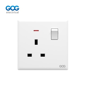 R12 超薄型スキン感触 GOG PC 壁スイッチ式ソケット 13A 1 ギャング付き...