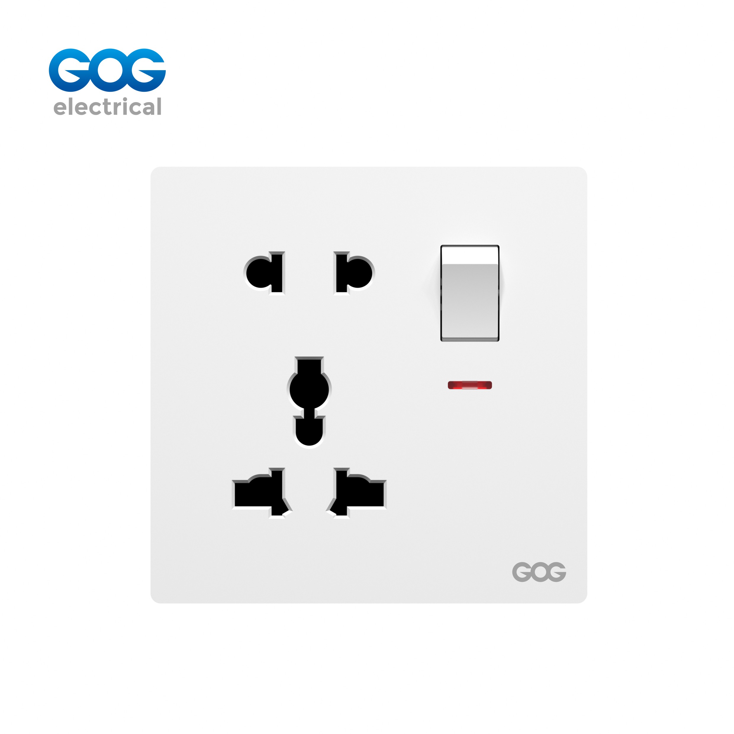 R13 Ultra-thin skin feel GOG PC wall switched socket 1 gang 5 pin MF socket with neon R13477 Imported high-transparent, high-strength PC