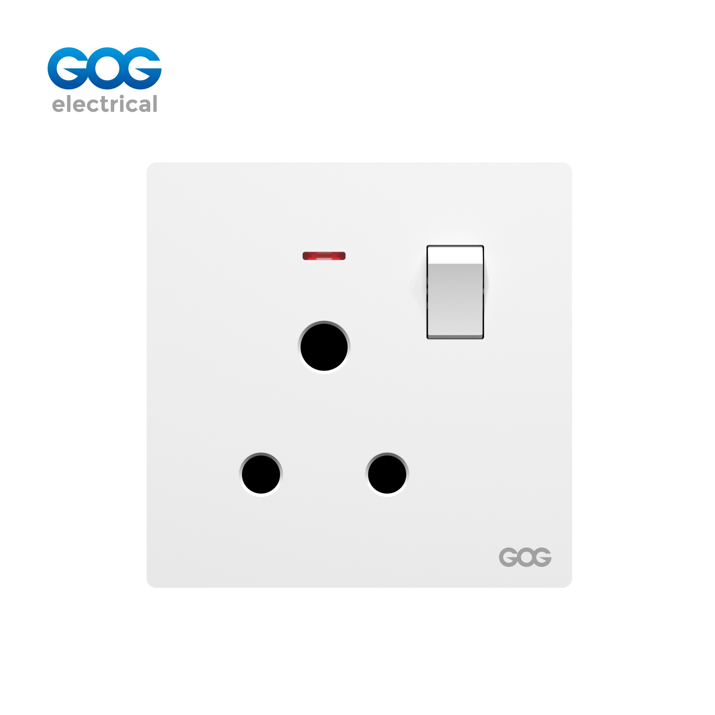 R13 Ultra-thin skin feel GOG PC wall switched socket 15A with neon (3pin round socket) R13431 Imported high-transparent, high-strength PC
