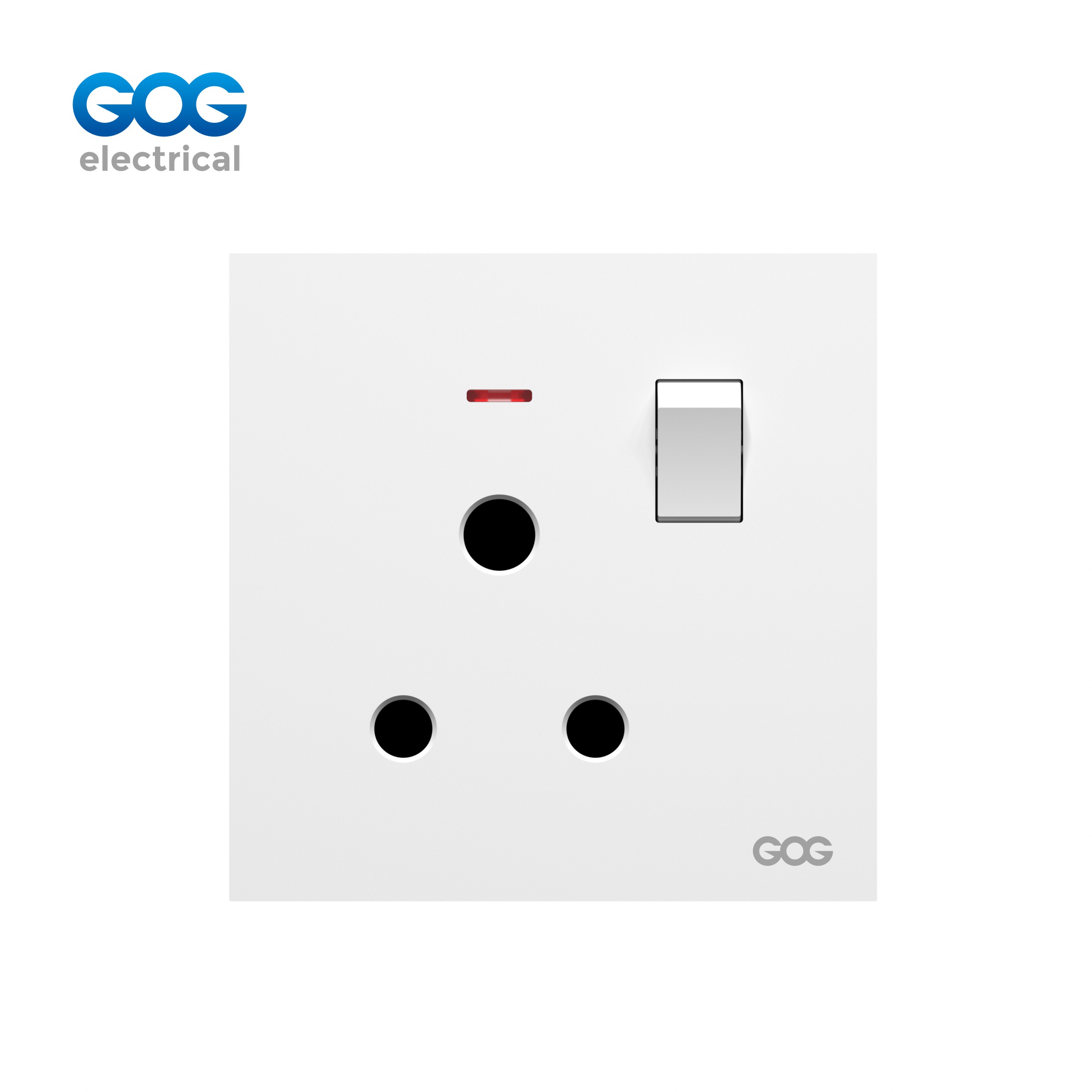 R10 Ultra-thin skin feel GOG PC wall switched socket 15A with neon (3pin round socket)  R10431 Imported high-transparent, high-strength PC