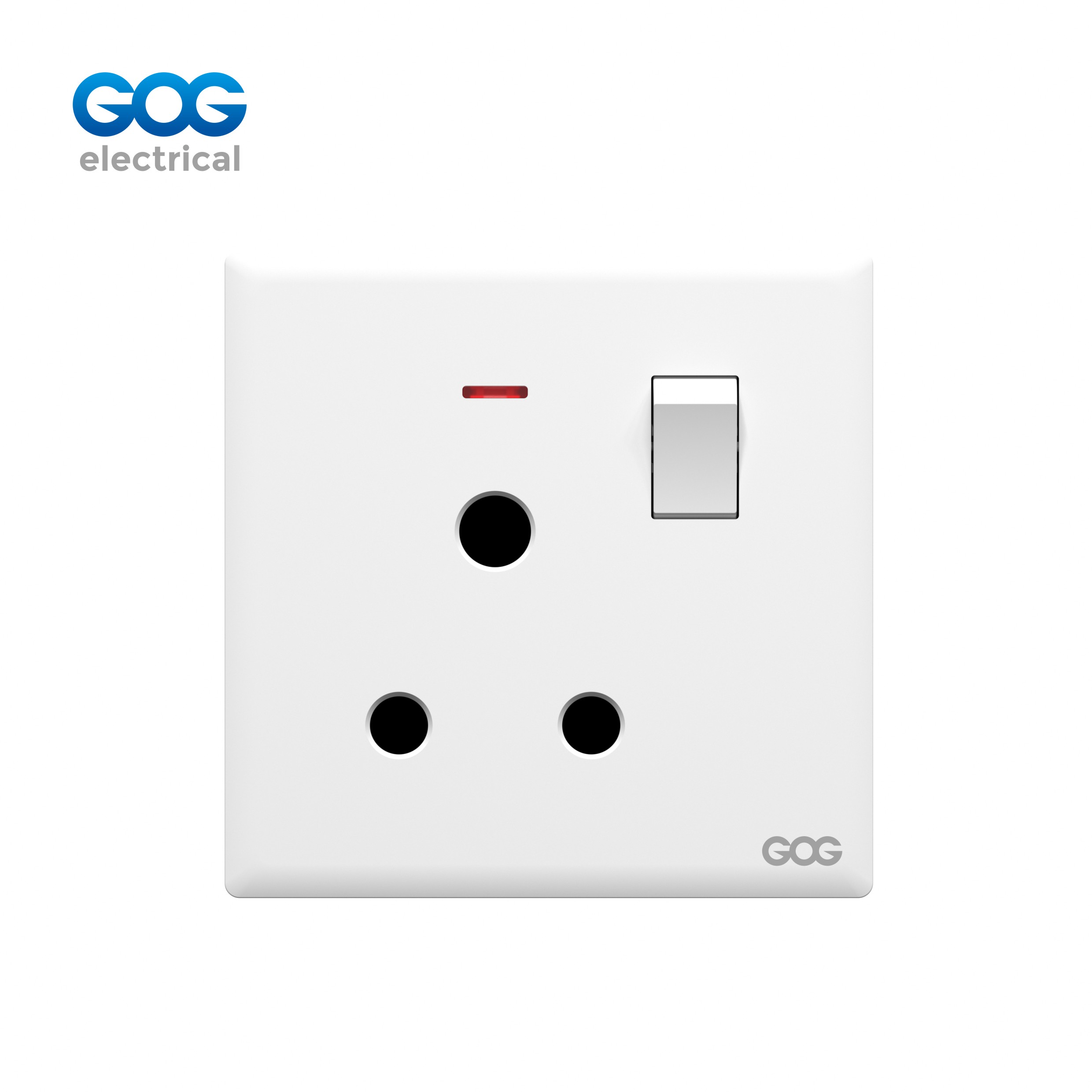 R12 Ultra-thin skin feel GOG PC wall switched socket 15A with neon (3pin round socket) R12431 Imported high-transparent, high-strength PC