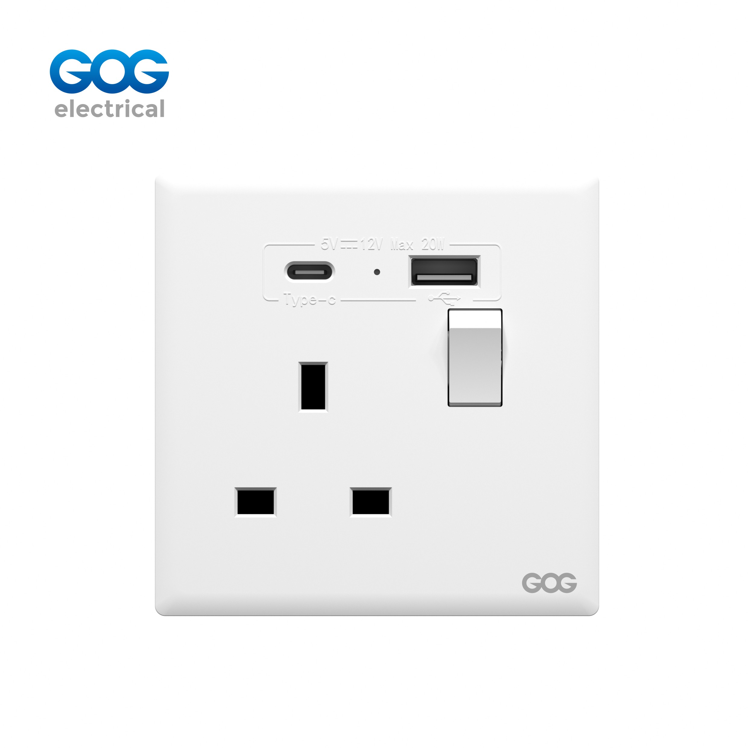 R12 Ultra-thin skin feel GOG PC wall switched socket 13A 1 gang wit...