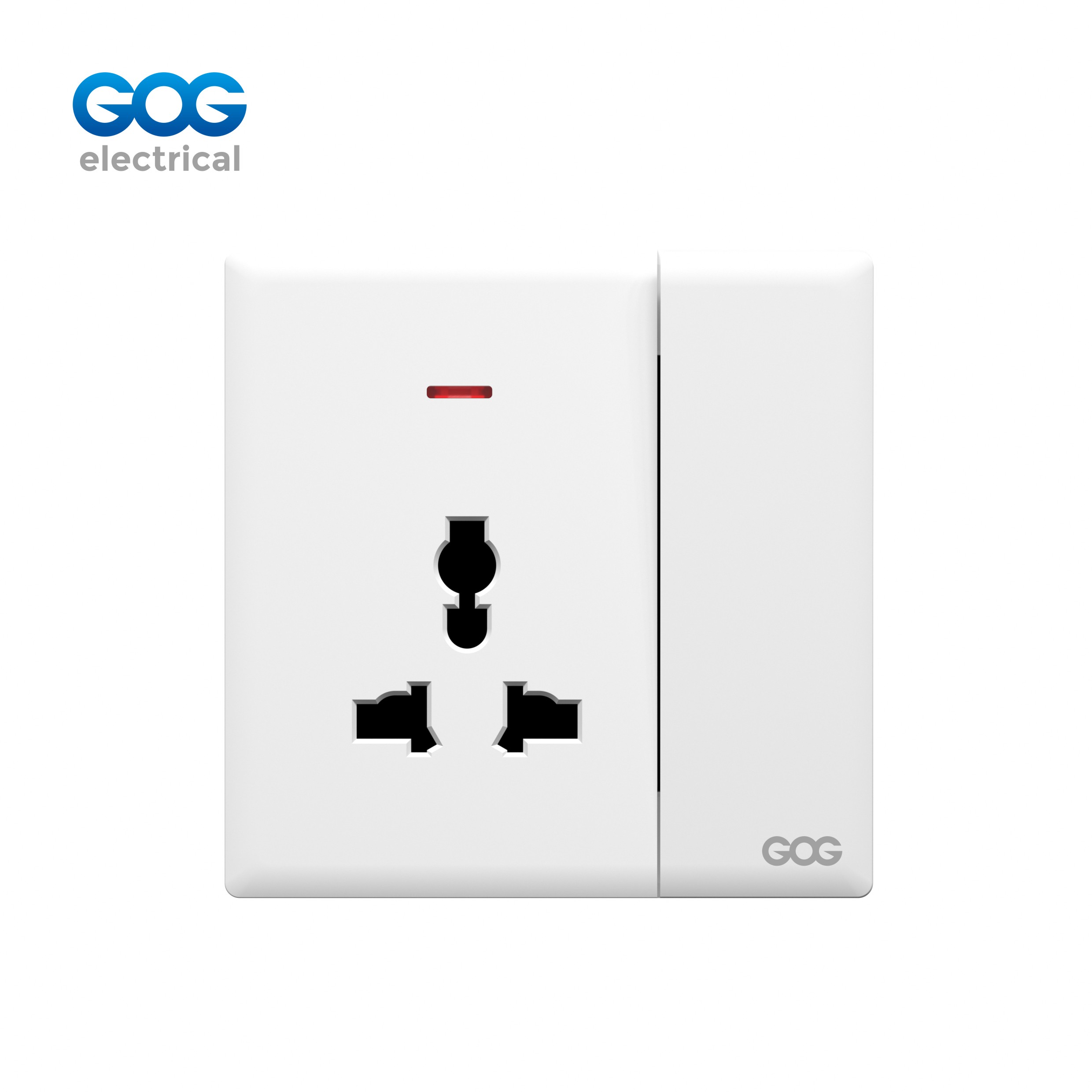 R12 Ultra-thin skin feel GOG PC wall switched socket 1 gang MF with neon,  big button R12407MB Imported high-transparent, high-strength PC