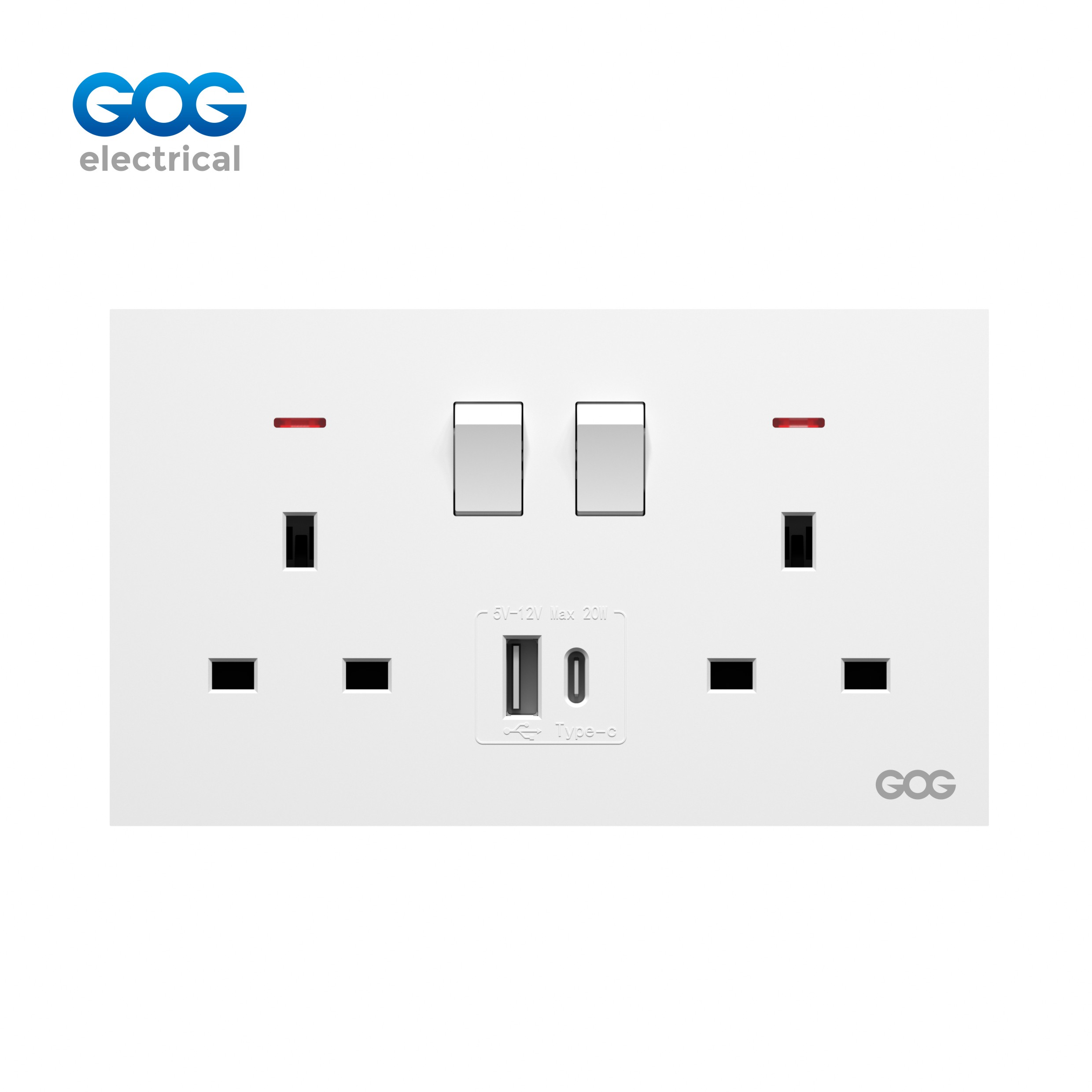 R10 Ultra-thin skin feel GOG PC wall switched socket 13A 2 gang wit...