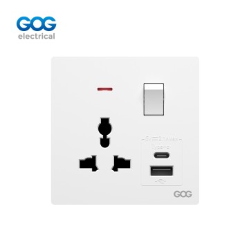 R13 Ultra-thin skin feel GOG PC wall switched socket 1 gang MF with...