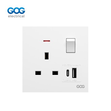 R10 Ultra-thin skin feel GOG PC wall switched socket 13A 1 gang wit...