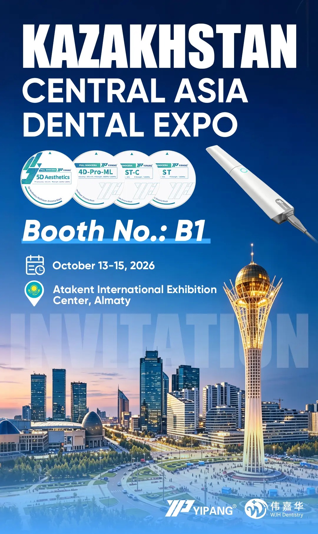 YIPANG expondrá en la Exposición Dental de Kazajstán y Asia Central 2026 — Visítenos en el stand B1.