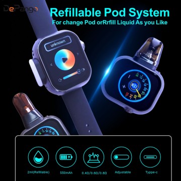 S10 Smart Watch ScreenTouch screen Function E-cigarette Refillable Pod System
