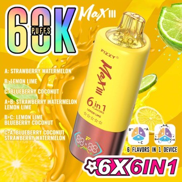 Fizzy Max III 60000 Puffs 6in1 Flavors Disposable Rechargeable Vape