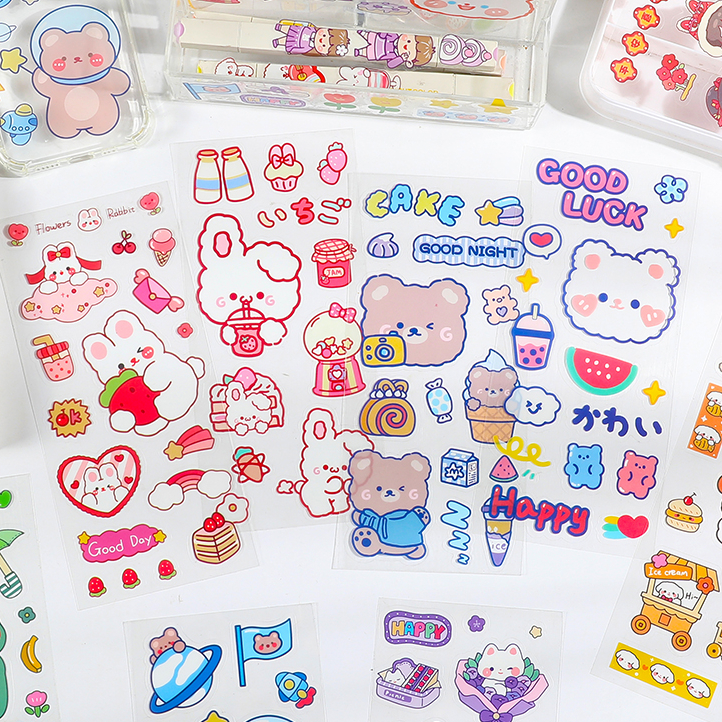 Cartoon Cute Clear Stickers Handbooks Long...