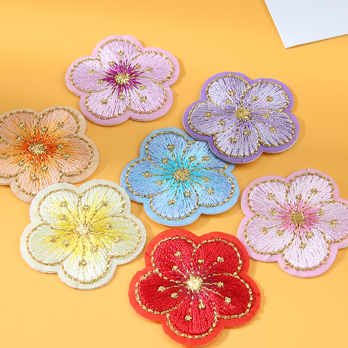 Custom Self Adhesive Flower Style Embroidered Patches For Clothes