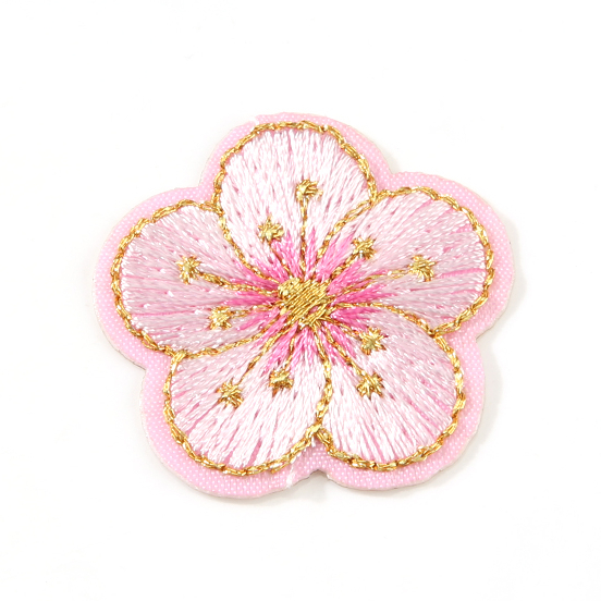 Custom Self Adhesive Flower Style Embroidered Patches For Clothes