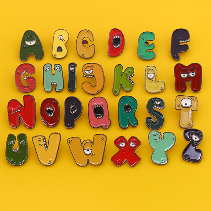 English Letter Brooch Lovely Metal Pi...