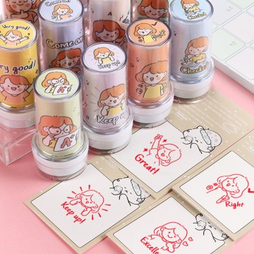Customized Self Ink Stamp Set Stationery Cartoon Style For Kids