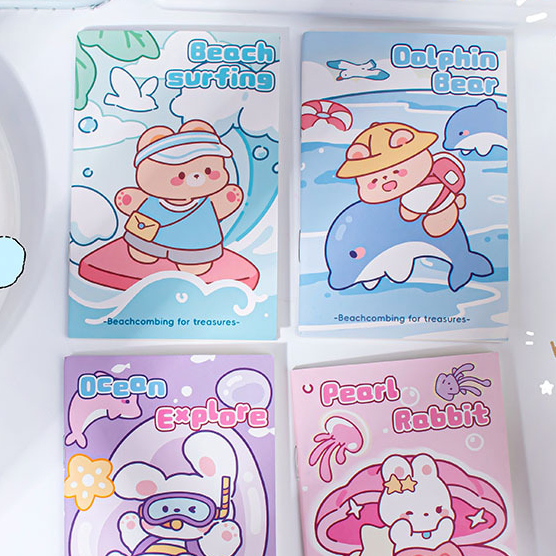 Custom Kawaii Reuseble Saddle Binding Sticker Book For Kids