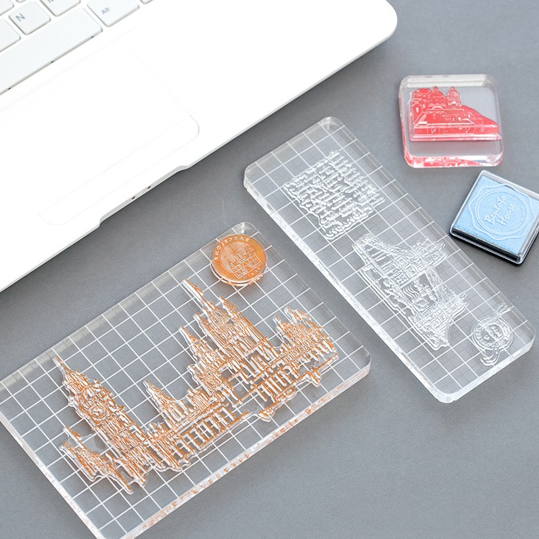 High Quality Acrylic Block Clear Acrylic Handle With Clear Stamp