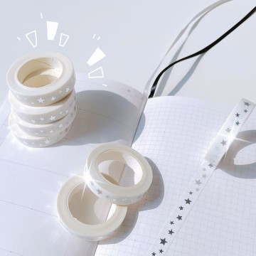 Long Reusable Silver Foil Start Washi Tape Custom Stationery