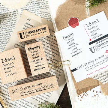 Journal Durable English Sentence Wooden Stamps Set For DIY