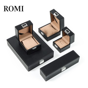 ROMI high quality Big Black wooden Necklace jewelry boxes