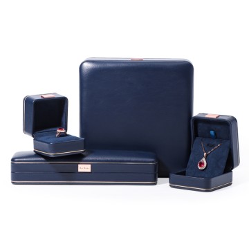 ROMI luxury Standing Navy leather jewellery box packaging boxes for men