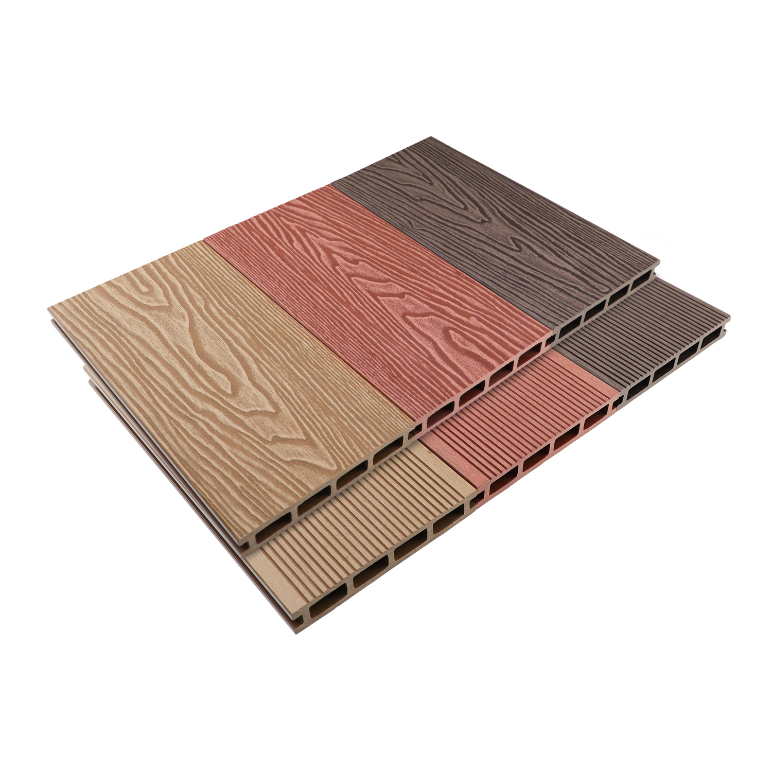 150 * 23mm Wood Grain Square Holes WPC Decking