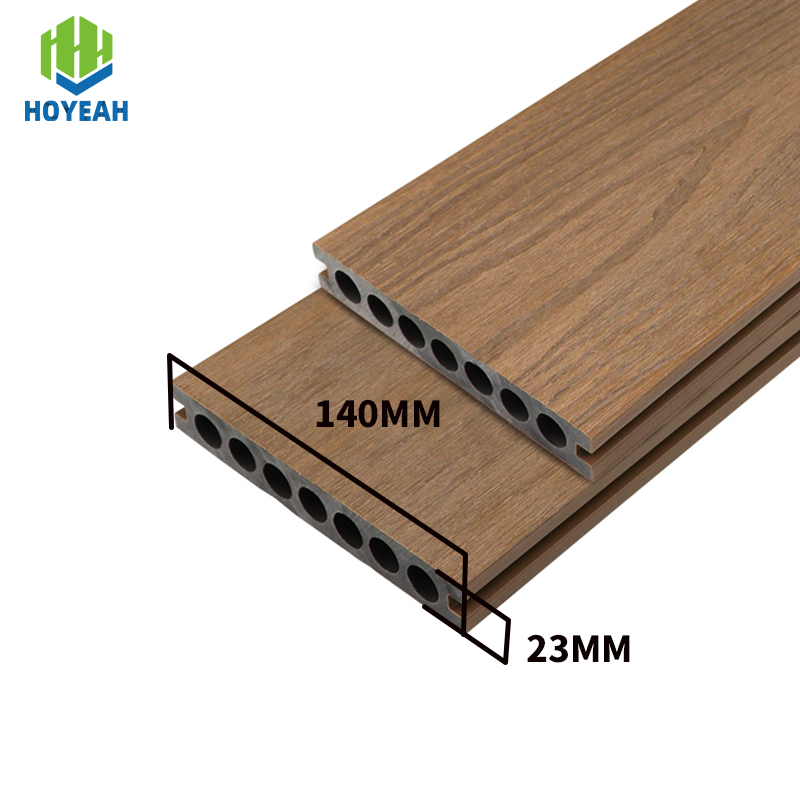 140-23mm Kulika Dor-Holê Decking Wood Grain---Balansek hêja, îstîqrara bêdawî