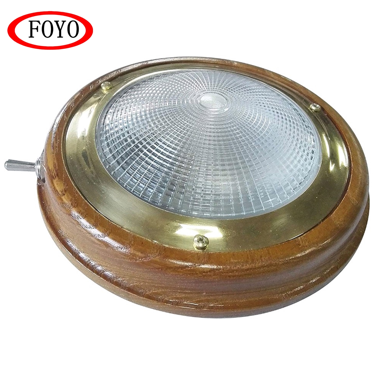 FOYO Marine Boat Dome Light Brass Teak Base