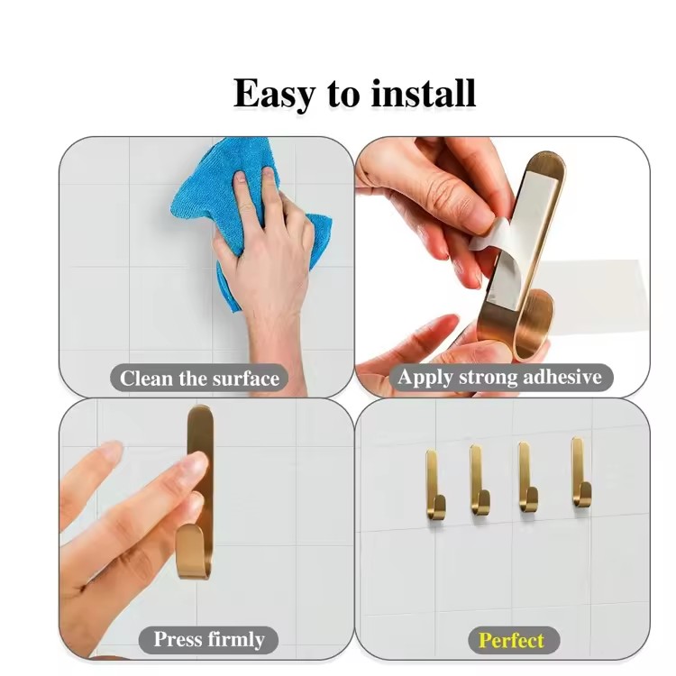 Self-Adhesive Matte Brass Heavy Duty Copper Wall Hooks For Door Wall