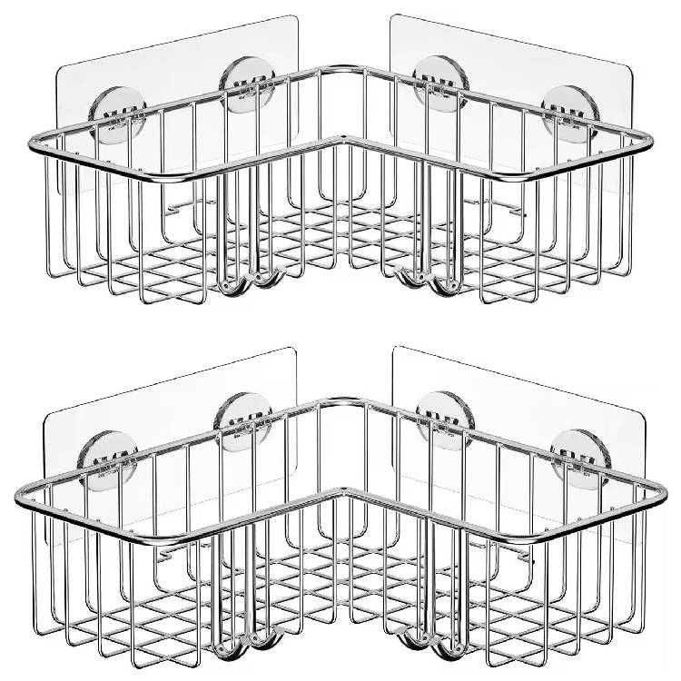 Stylish Bathroom Corner Shelf for Space-Saving Storage Solutions,Stainless Steel Wall-mounted Bathroom Shelf, shower caddy