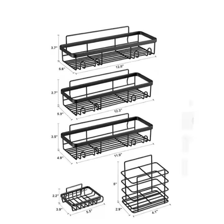 Black Shower Shelves for Inside Shower with Soap Caddy
