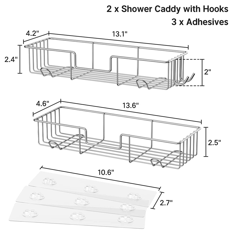 Bathroom shower rack with hooked storage rack