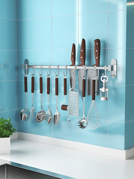 Kitchen Non-Perforated Stainless Steel Wall Storage Rack Knife Holder