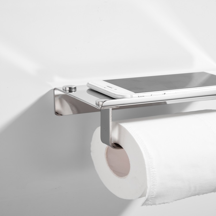Stainless Steel 304 Tissue Holder, Bathroom Roll Paper Holder, Hotel Non-perforated Phone Holder, Bathroom Wall Mounted Toilet Paper Holder