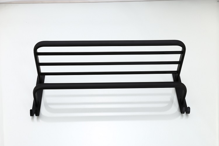 Bathroom Black Towel Rack Perforated Storage Rack Toilet Towel Wall Mounted Foldable Rack