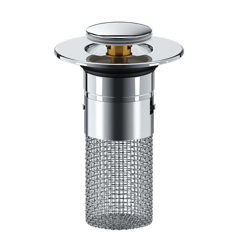 Press type 304 stainless steel filter washbasin water plug floor drain hair catcher