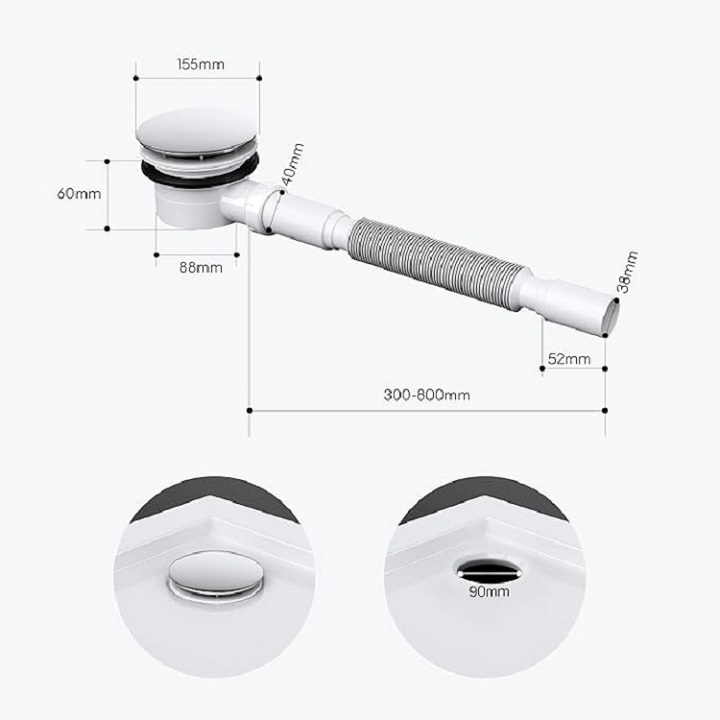 Bathroom accessories 155mm Deodorant filter hair bottom basin drainer
