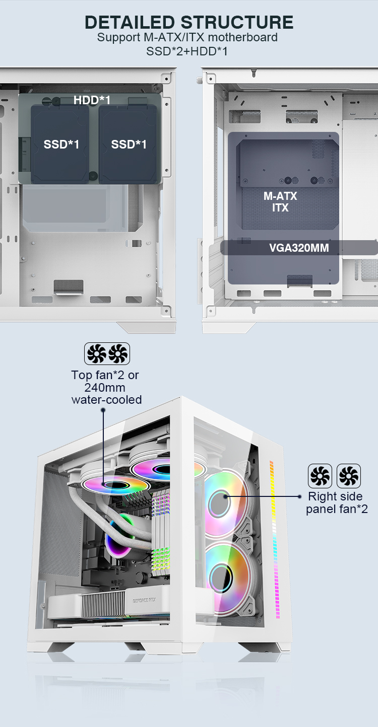 Mini Itx Pc Case Aluminum PC Case White Computer Case (1)
