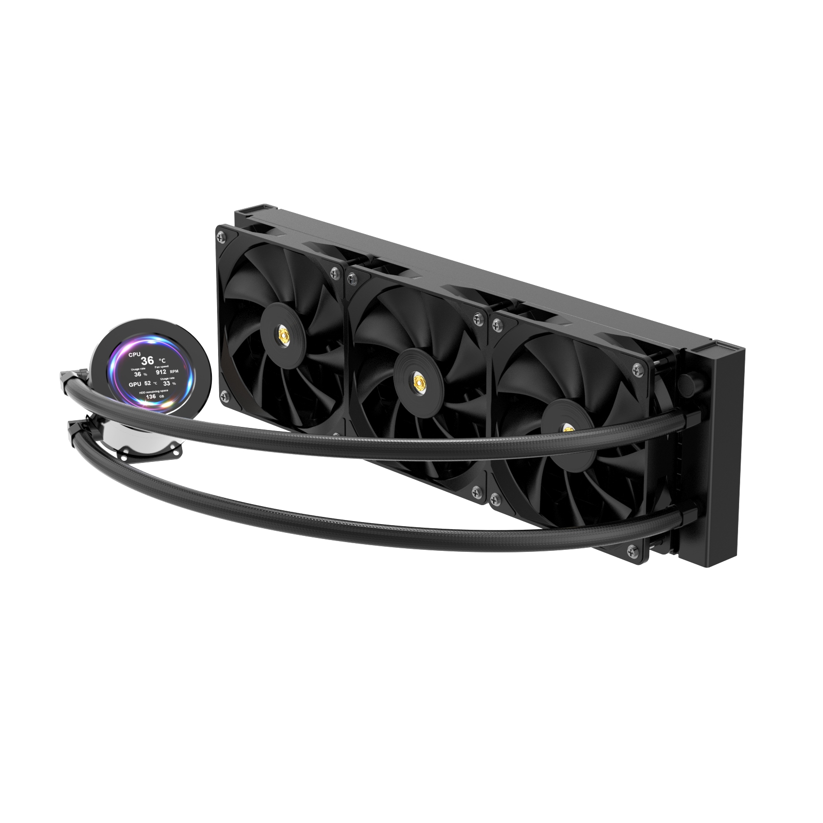 360mm ARGB Fans AIO CPU Liquid Cooler Water Cooling With LCD Temperature Display