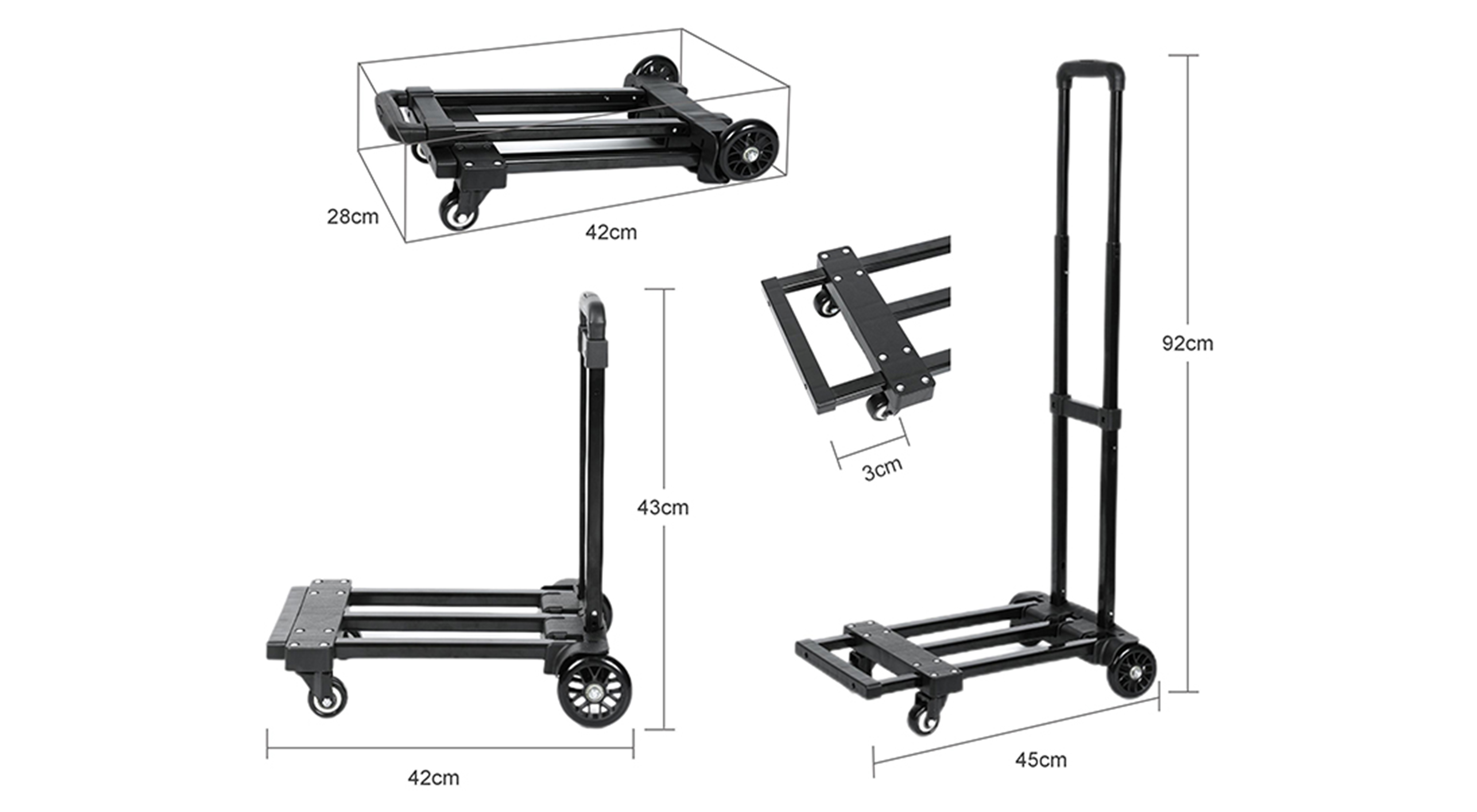 Compact Luggage Cart with 100KG Capacitycae