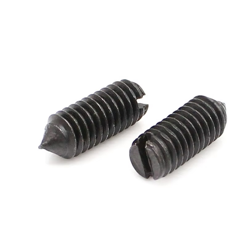 3H-V026 Headless Knurling Hex Socket Set Screws, oxide alloy carbon steel Slotted grub Set Screws with Cone Point