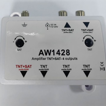 AW1428 4 outputs SAT+TV RJ45 amplifier
