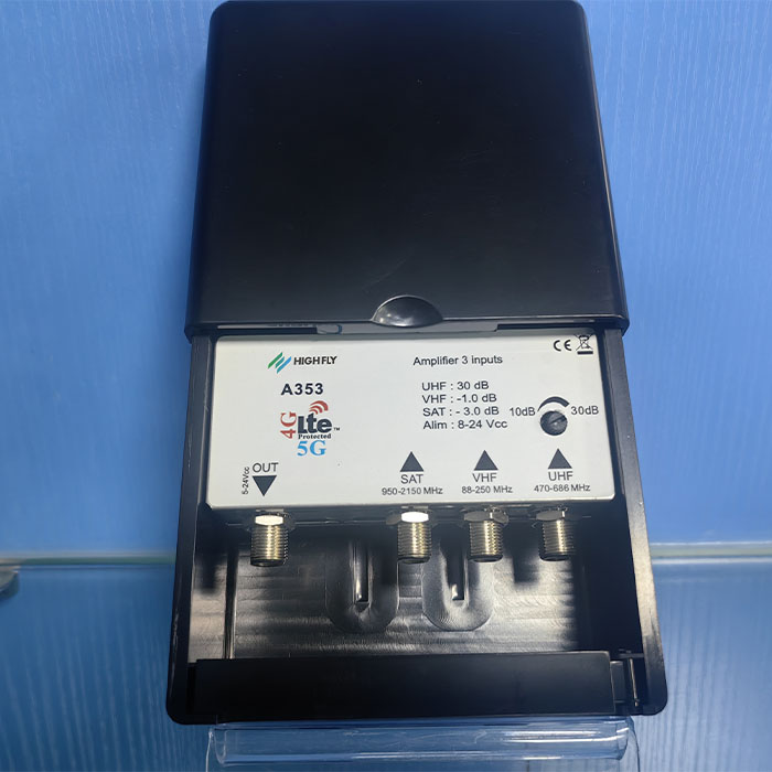 A353  3 in 1 out 30dB SAT+VHF+UHF 5G LTE amplifier