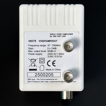47-790 or 862MHz IEC 1 famale input and 2 IEC male outputs 1X2 CATV amplifier